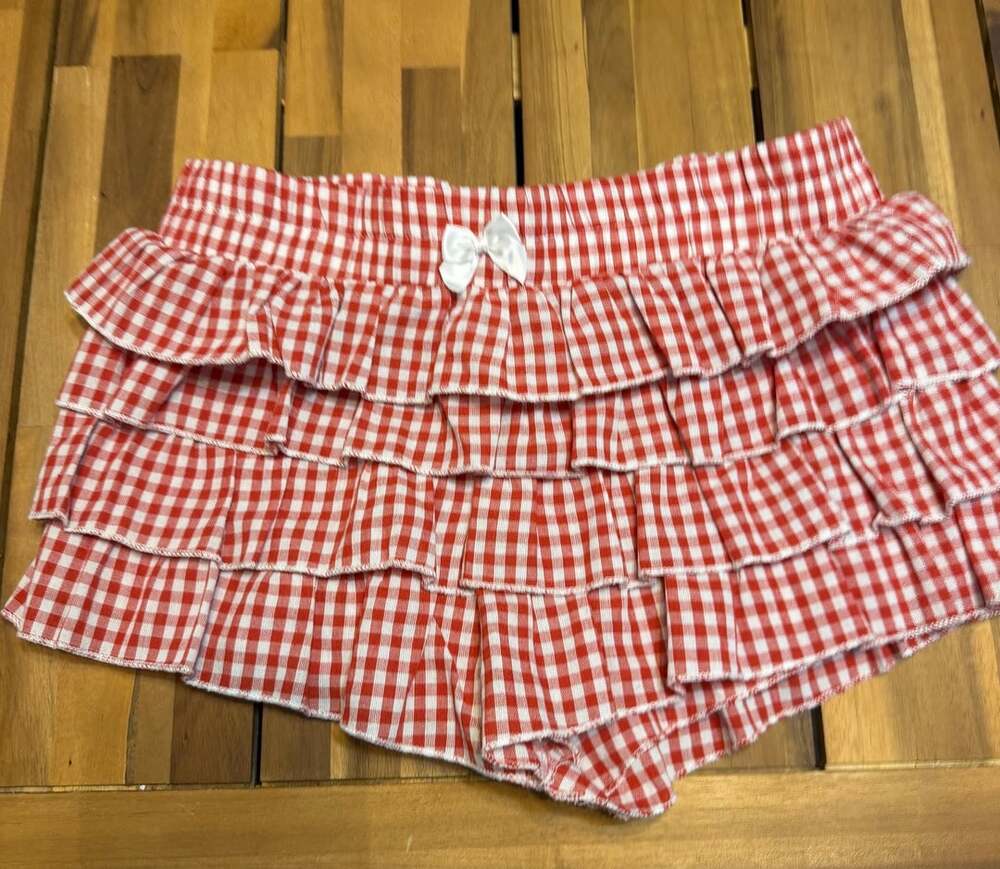 Shein Ruffled Gingham Shorts Size S Red White